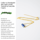 Intelepciune si Claritate - Colier cu Pandantiv Hexagonal din Lapis Lazuli Natural pe Lant de Cupru