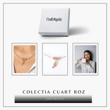 Iubire si Delicatete - Colier din Cuart Roz Fatetat cu Fundita