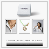 Colier Mistic cu Peridot, Cristal Capsuna si Simboluri Ceresti