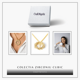Credinta si Protectie - Colier Cruce cu Zirconiu si Coroana Circulara, Placat Auriu