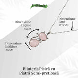 Iubire si Armonie - Colier Pisica din Otel Inoxidabil cu Cuart Roz