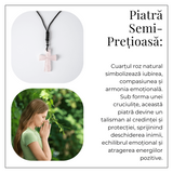 Iubire si Armonie - Colier Cruce din Cuart Roz Natural