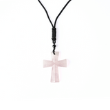 Iubire si Armonie - Colier Cruce din Cuart Roz Natural