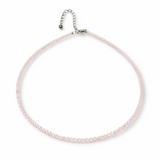 Iubire si Delicatete - Choker din Otel Inoxidabil cu Cuart Roz fatetat