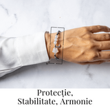 Bratara ajustabila cu stea si semiluna din Agat gri natural - Talisman al protectiei si echilibrului