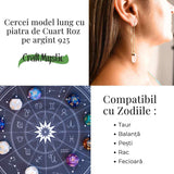 Armonie si Iubire - Cercei din Argint 925 cu Cuart Roz Natural