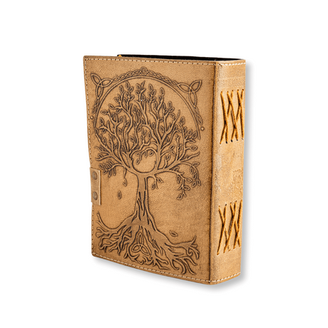 Jurnal Vintage maro cu Arborele Vietii si 7 Chakre - Piele Naturala