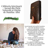 Jurnal din Piele Naturala cu Bufnita si Piatra Decorativa Galbena