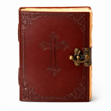 Jurnal din Piele Naturala cu Cruce Embosata – Eleganta Vintage si Inspiratie Zilnica
