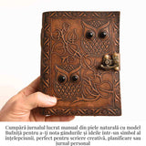 Jurnal piele naturala cu bufnite si obsidian – Intelepciune si protectie