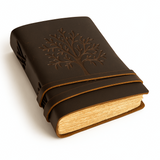 Jurnal piele naturala cu Arborele Vietii si hartie de bumbac - Creativitate si conexiune spirituala