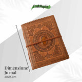 Jurnal Piele Naturala cu Cristal Galben si Hartie din Bumbac – Mandala Vintage
