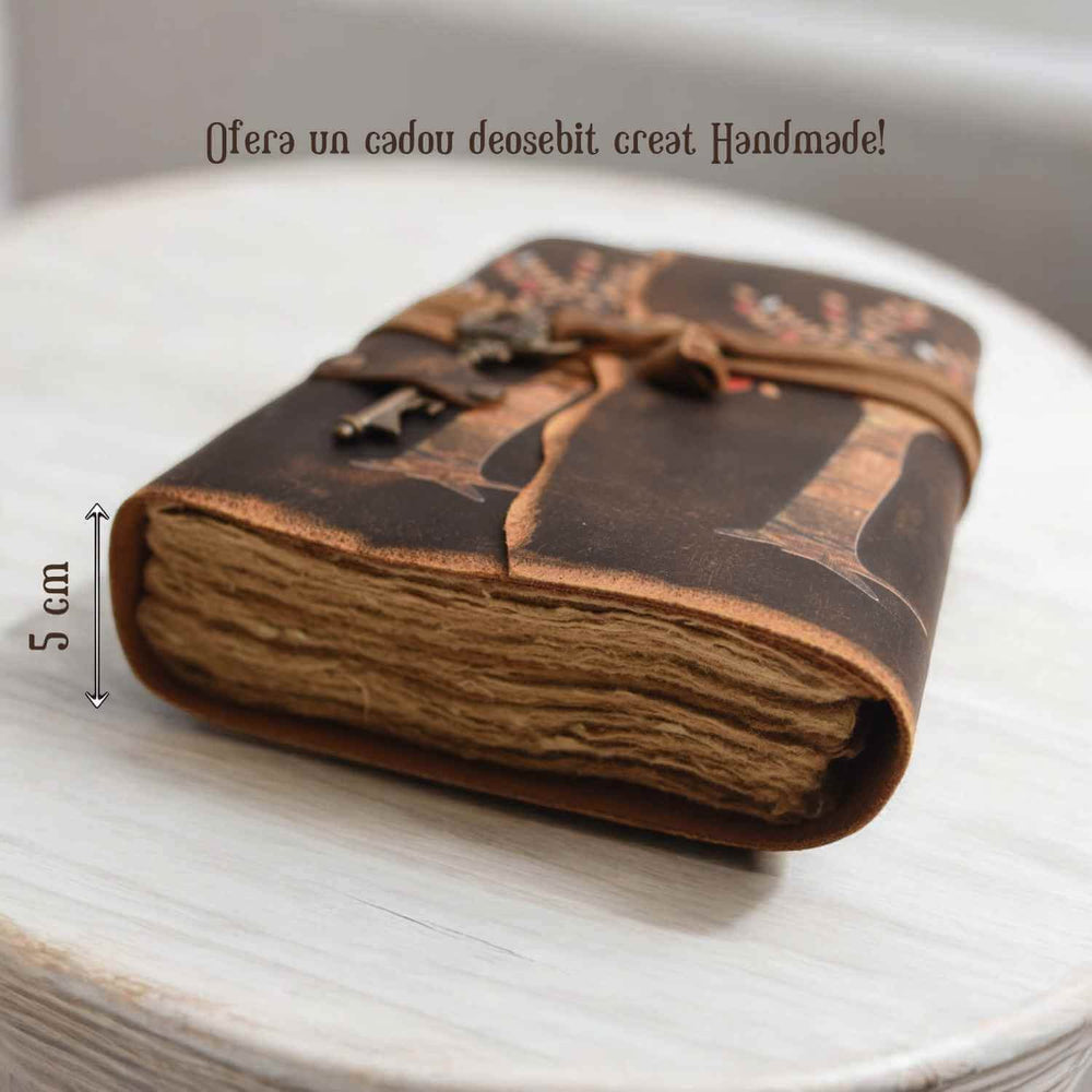 Jurnal Vintage cu Arborele Vietii, inchidere cu cheie si hartie de pergament- Protectie si Crestere
