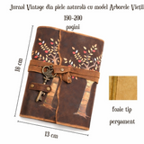 Jurnal Vintage cu Arborele Vietii, inchidere cu cheie si hartie de pergament- Protectie si Crestere