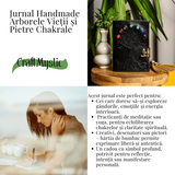 Jurnal Vintage Negru cu Arborele Vietii si 7 Pietre Chakre - Handmade, Piele Naturala