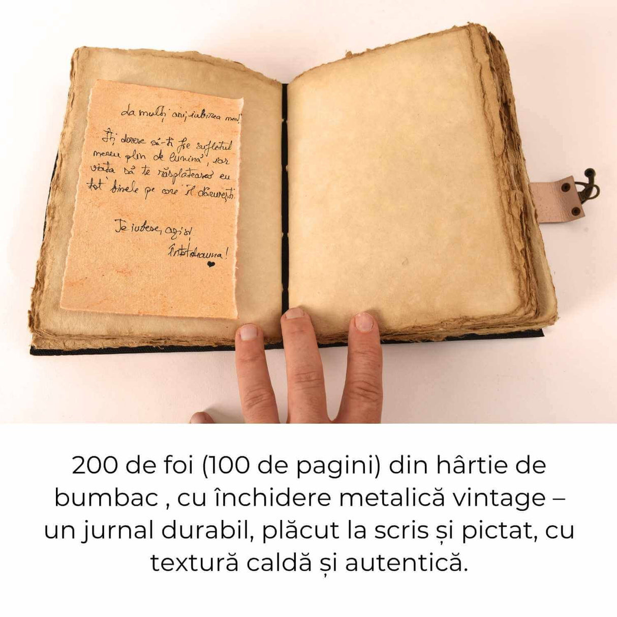 Jurnal vintage pentru magie model "Book of Shadow" cu 7 pietre pentru cele 7 chakre - Jurnal cu inchidere cu lacat, handmade din piele vintage 20x15 cm