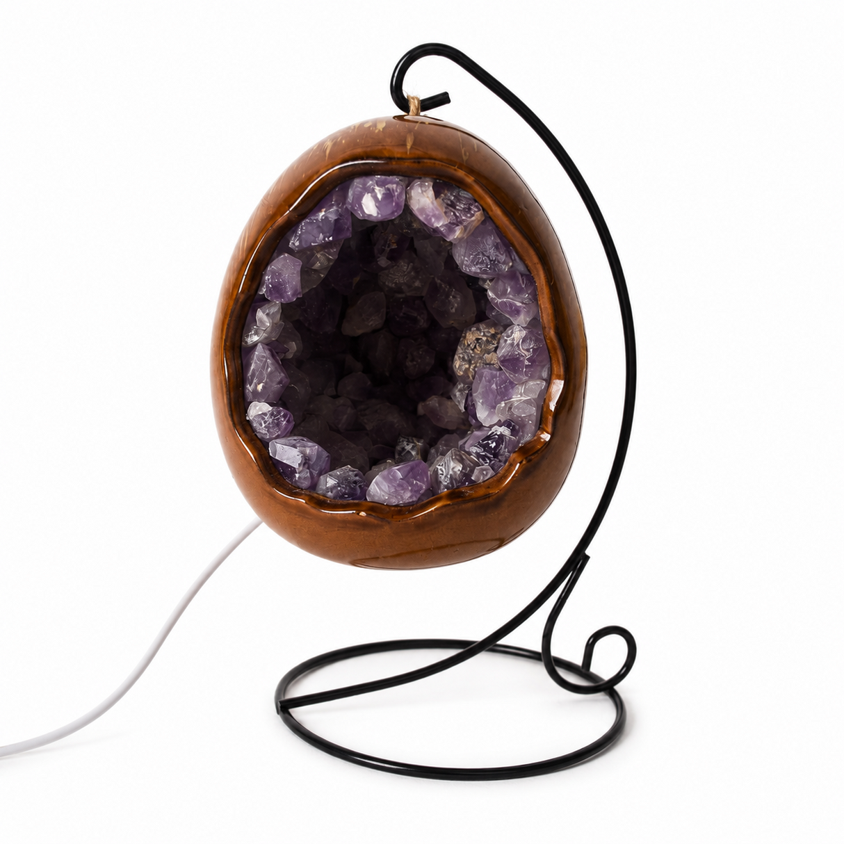 Lampa cu Ametist Natural Forma de Ou dinozaur – Armonie, Claritate si Relaxare