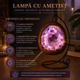 Lampa cu Ametist Natural Forma de Ou dinozaur – Armonie, Claritate si Relaxare