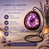 Lampa cu Ametist Natural Forma de Ou dinozaur – Armonie, Claritate si Relaxare