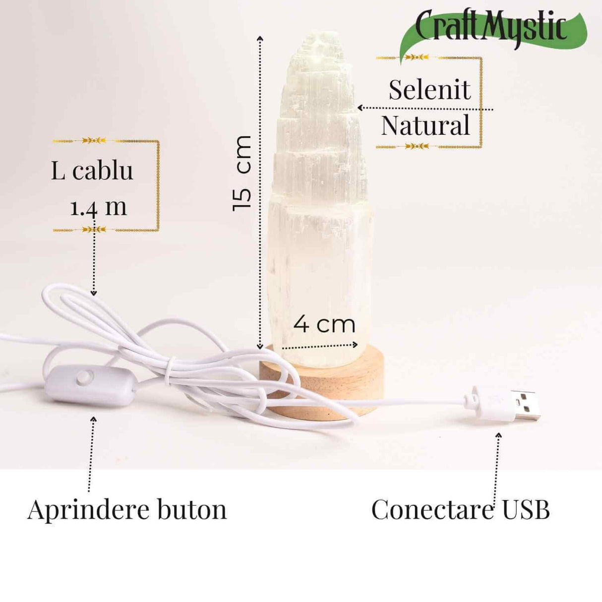 Lampa de noapte din Selenit natural – Purificare si Liniste