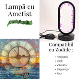 Lampa de noapte ovala cu cristale ametist brut – Lumina calmanta si protectie energetica