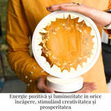 Lampa de Noapte Rotunda cu Cristale Citrin Brut si Rulat – Energie Pozitiva si Calm pentru Casa Ta