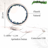 Lampa de noapte rotunda cu cristale fluorit - Echilibru si calm pentru orice camera