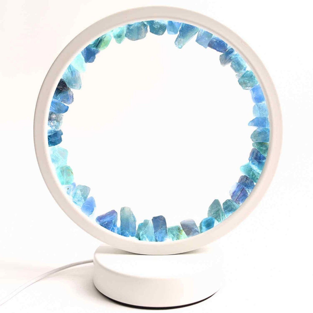 Lampa de noapte rotunda cu cristale fluorit - Echilibru si calm pentru orice camera