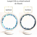 Lampa de noapte rotunda cu cristale fluorit - Echilibru si calm pentru orice camera