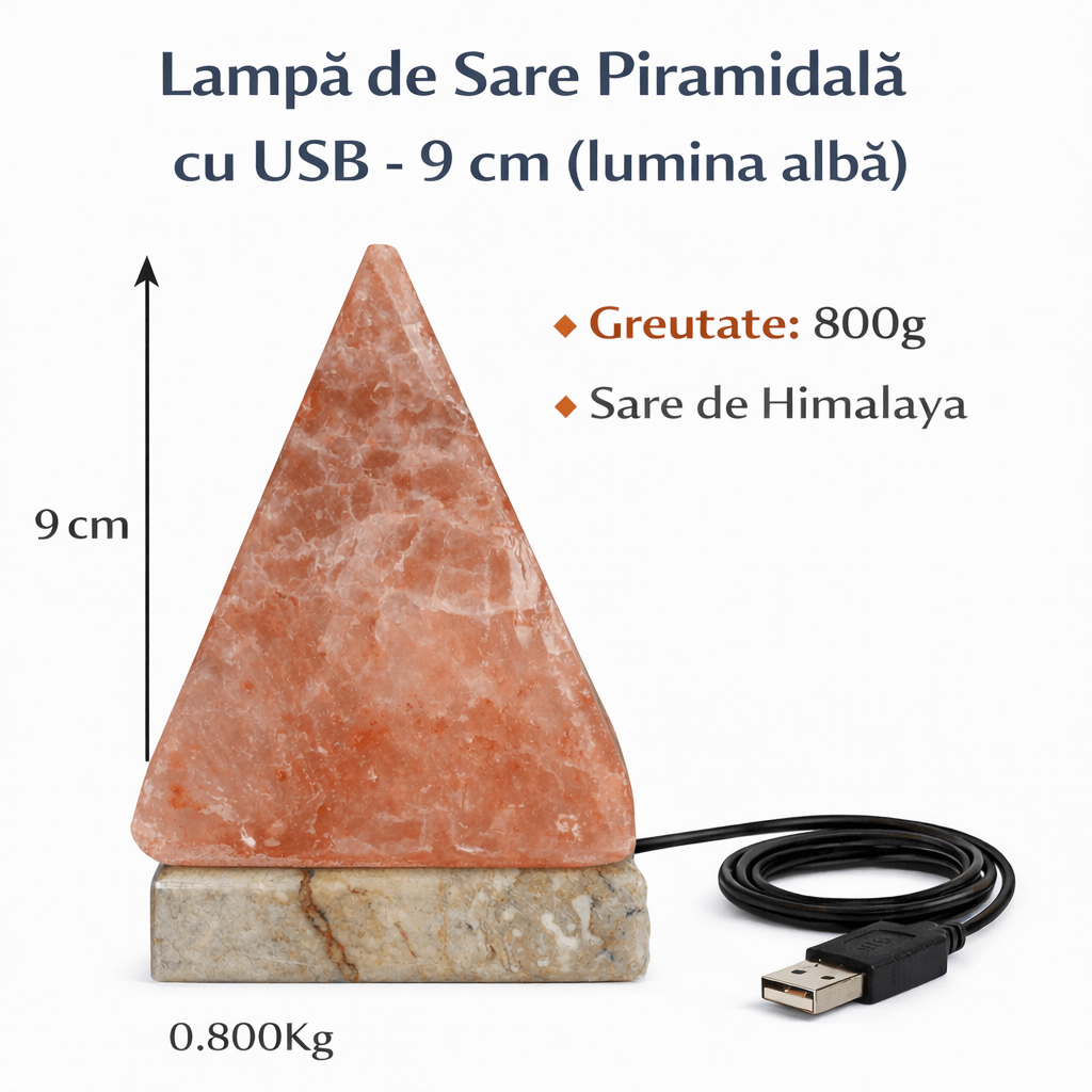 Lampa de Sare din Himalaya Piramidala - Protectie Energetica si Armonie Interioara
