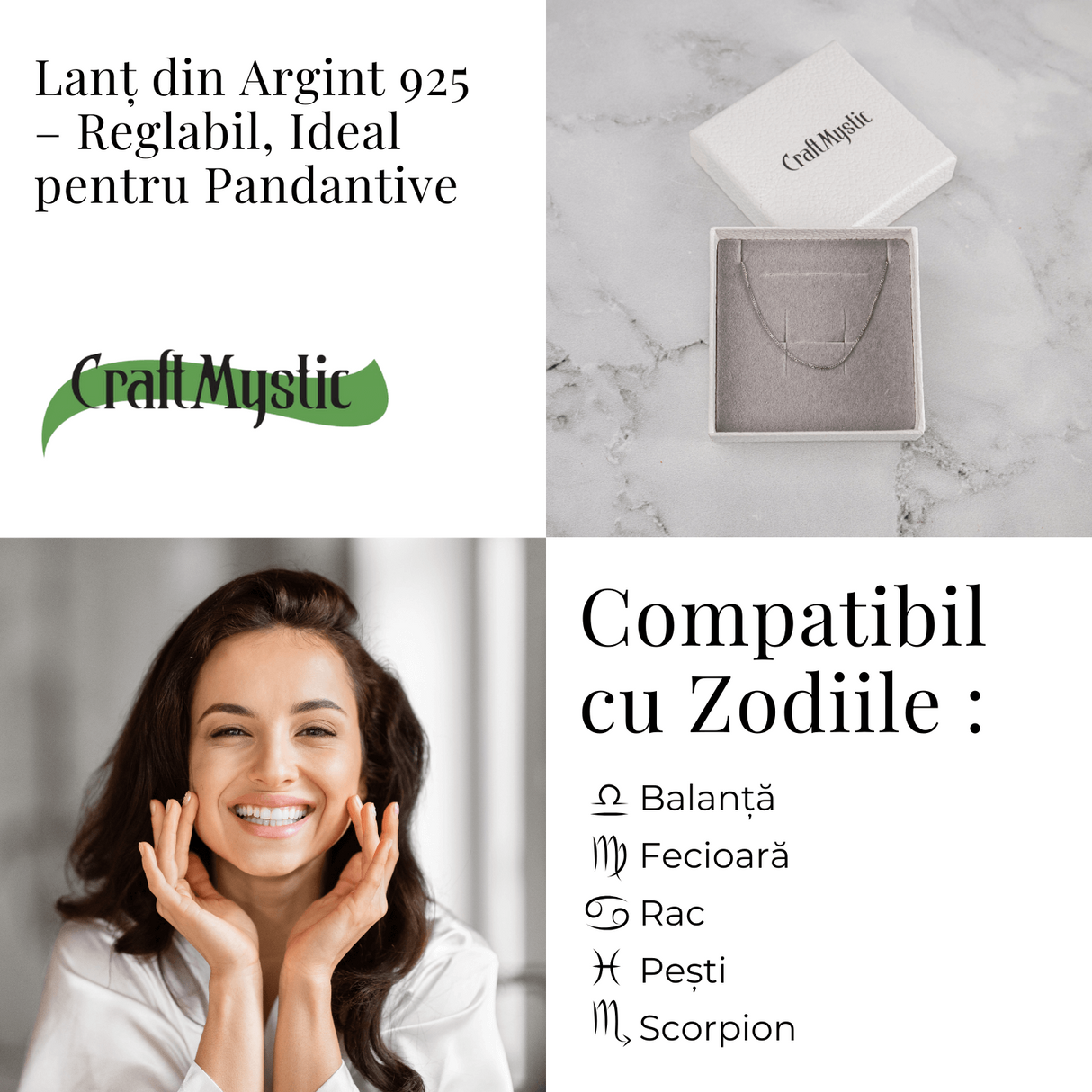 Lant din Argint 925 Reglabil - Eleganta Subtila si Versatilitate pentru Pandantive