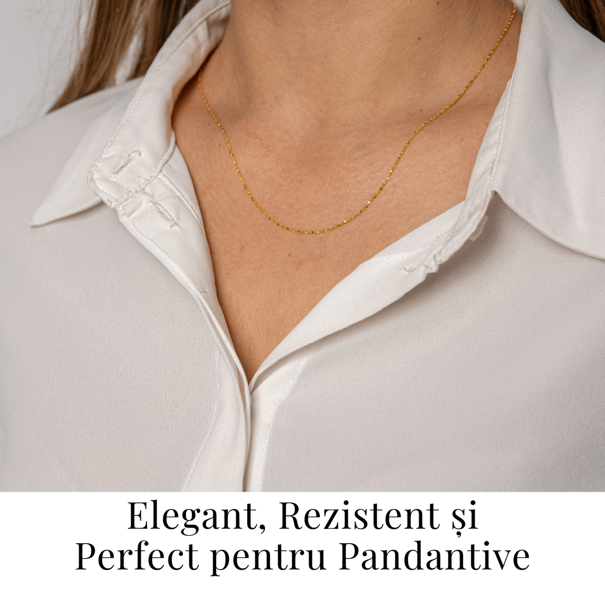Lant din Argint 925 Placat cu Aur 18K - Subtire, Stralucitor, Reglabil