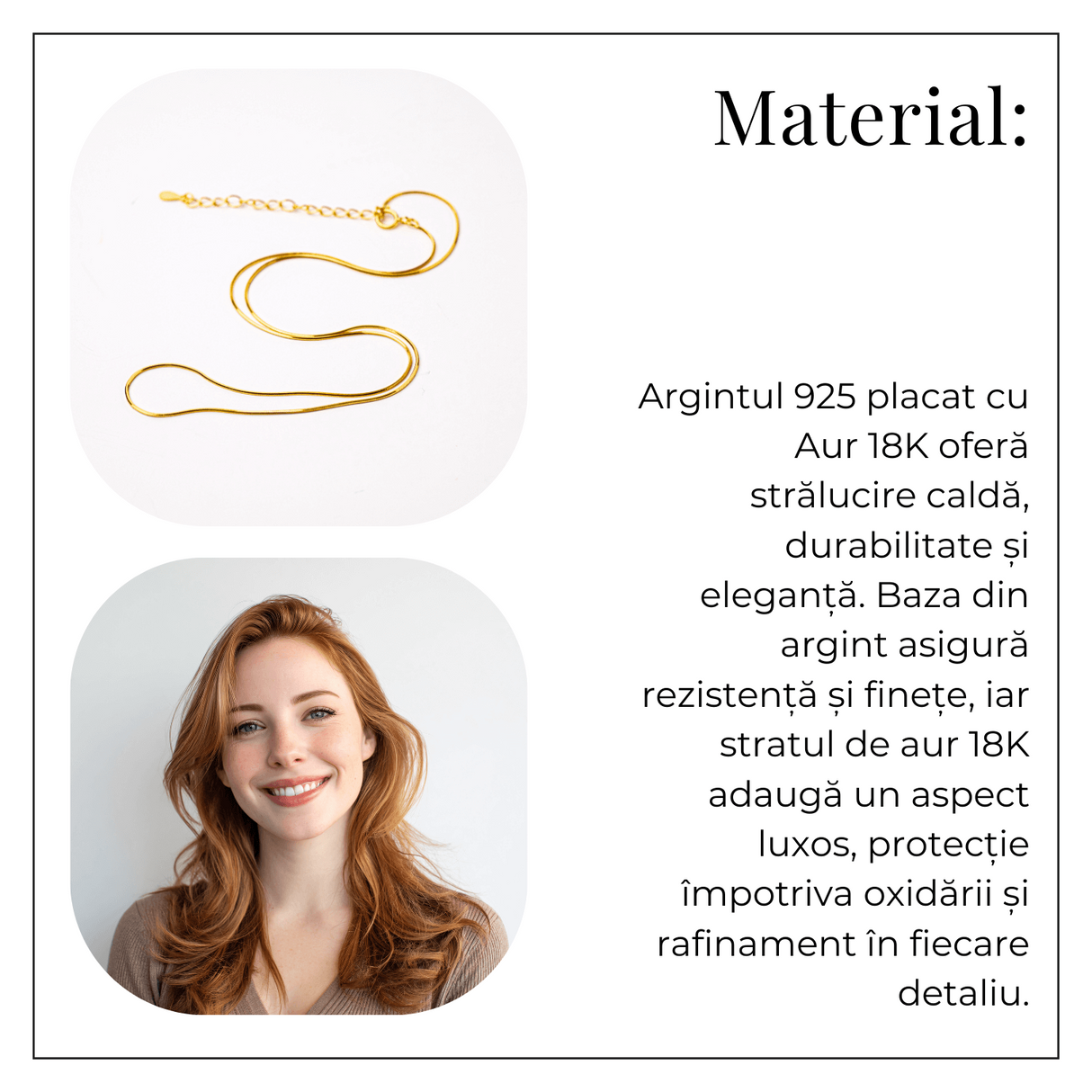 Lant Argint 925 Placat cu Aur 18K - Elegant, Subtil si Ideal pentru Pandantive