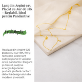 Lant Argint 925 Placat cu Aur 18K - Elegant, Ajustabil si Ideal pentru Pandantive