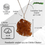 Energie si Abundenta Zilnica - Colier Argint 925 cu Citrin Cluster Brazilia