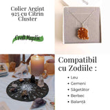 Energie si Abundenta Zilnica - Colier Argint 925 cu Citrin Cluster Brazilia