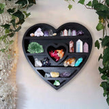 Mini Raft 30x30 cm expunere din lemn pentru cristale, uleiuri esentiale design inima - Decor pentru camera cu forma inima