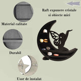 Mini Raft negru 30x30 cm expunere din lemn pentru cristale, uleiuri esentiale design Luna Stea - Decorare pentru camera