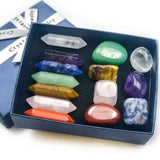 Mini set de cristale vindecatoare cu 14 cristale - Include 7 pietre naturale polisate si 7 turnuri cu dublu varf din cristale
