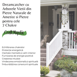 Dreamcatcher cu 7 tipuri de Cristale pentru cele 7 Chakre si Model Arborele Vietii