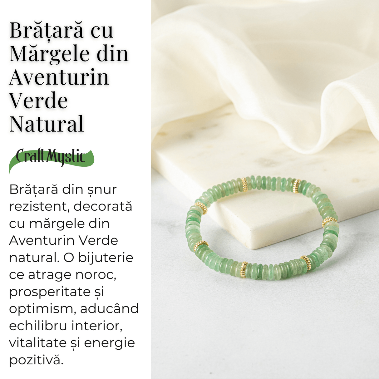 Noroc si Abundenta - Bratara din Aventurin Verde Natural
