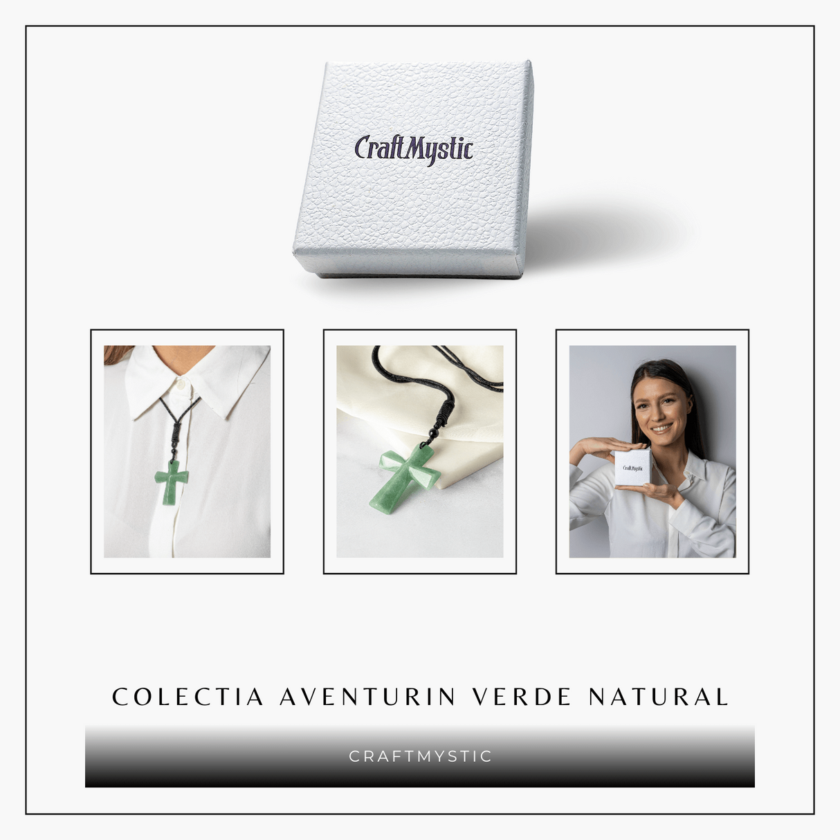 Noroc si Vindecare - Colier Cruce din Aventurin Verde Natural