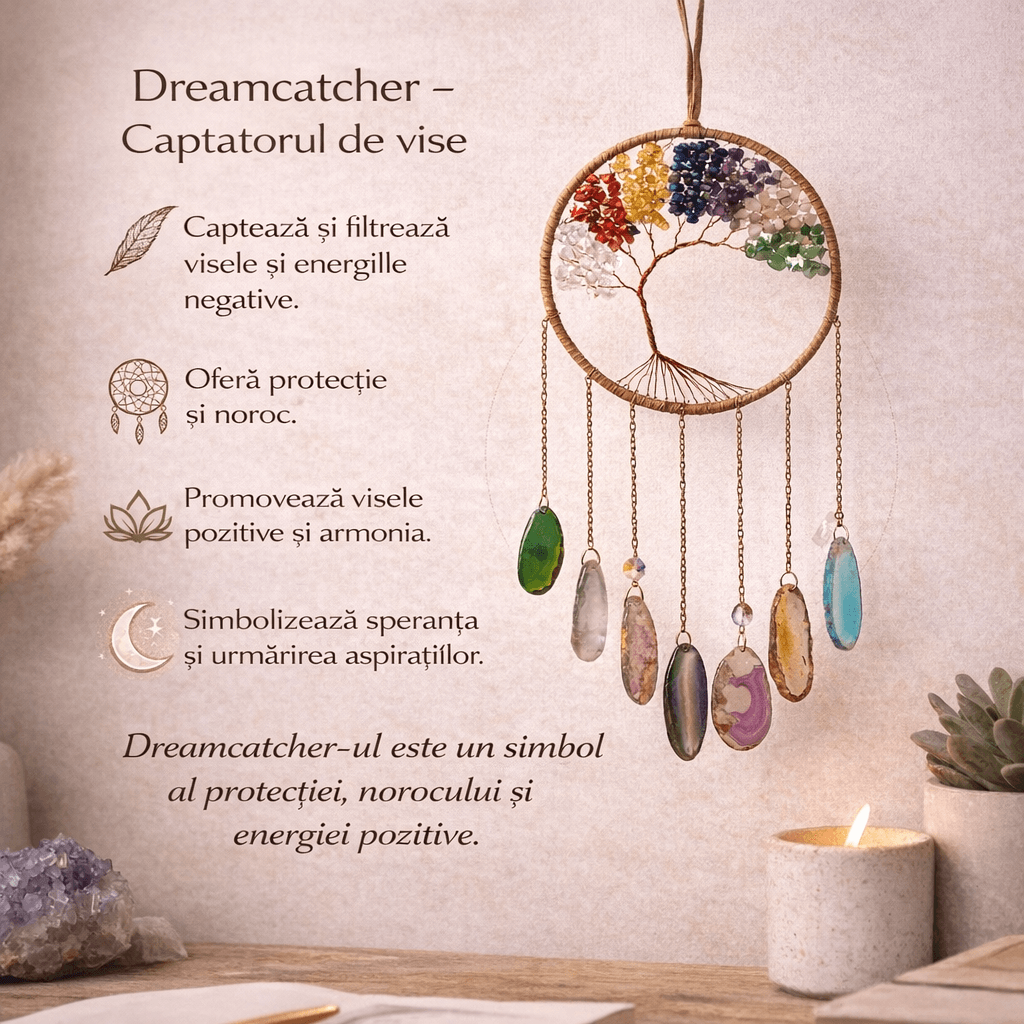 Dreamcatcher cu cele 7 chakre – un simbol al armoniei si al echilibrului interior