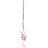 Ornament de agatat cu cristale vindecatoare Cuart Transparent si Ametist, accesorii sub forma de semiluna si steluta Decor feng shui pentru oglinda masinii, casa si birou