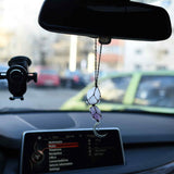 Ornament de agatat cu cristale vindecatoare Cuart Transparent si Ametist, accesorii sub forma de semiluna si steluta Decor feng shui pentru oglinda masinii, casa si birou