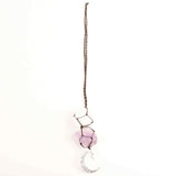Ornament de agatat cu cristale vindecatoare Cuart Transparent si Ametist, accesorii sub forma de semiluna si steluta Decor feng shui pentru oglinda masinii, casa si birou