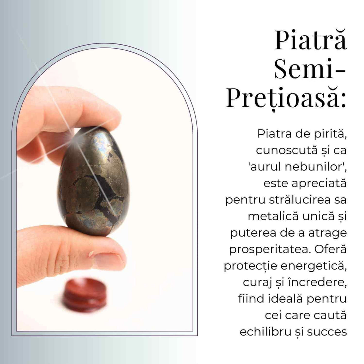Ou Pirita 50mm cu Suport – Atrage Prosperitatea si Protectia Energetica
