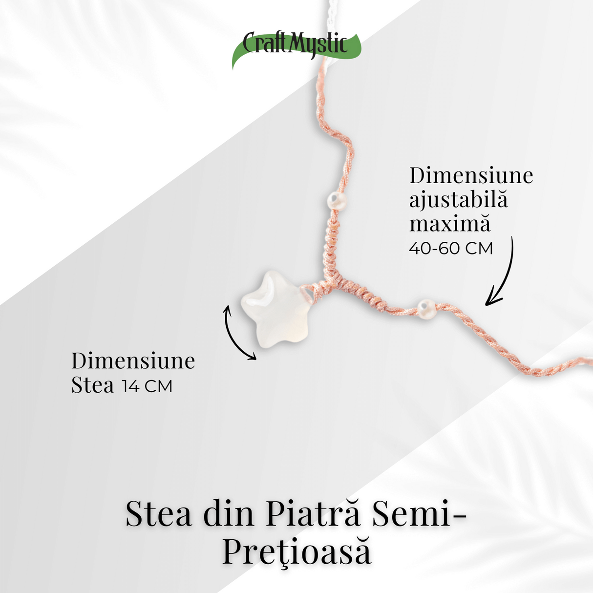 Pace si Armonie - Colier Stea din Agata Alba Natural
