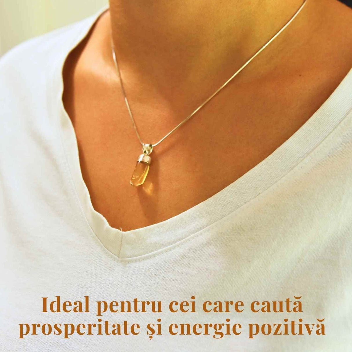 Pandantiv Argint cu Citrin - Energia si Stralucirea Naturii, 24mm