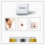 Colier argint 925 cu chihlimbar natural - copacul vietii rotund